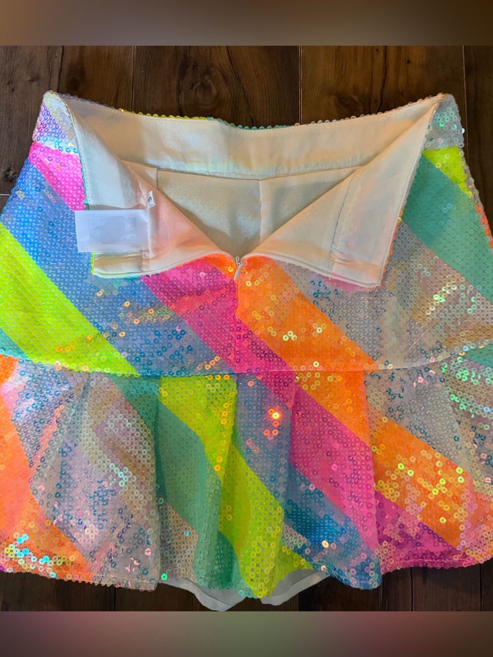 Queen of Sparkles | Neon Rainbow Sequin Skort | S - Picture 6 of 12